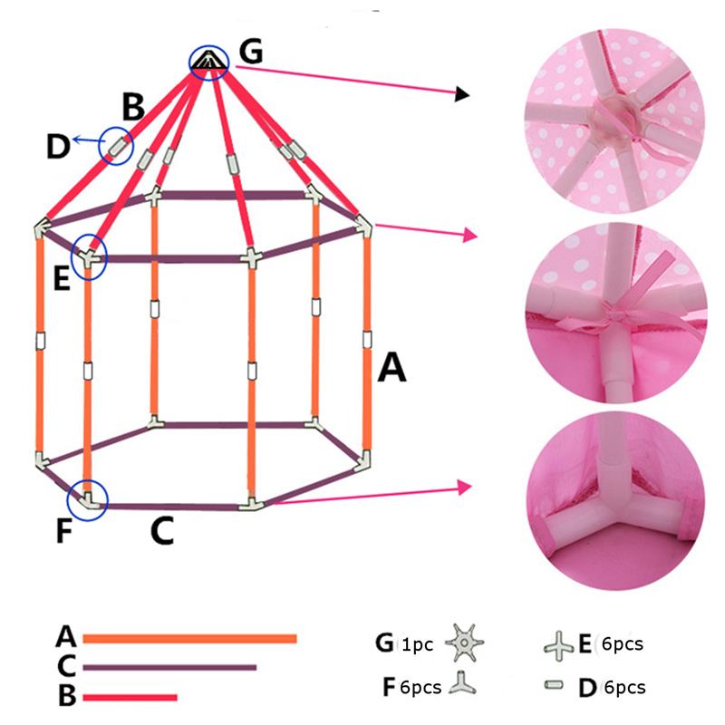 Princess Castle Cute Playhouse Children Kids Play Tent – MousePlayHouse
